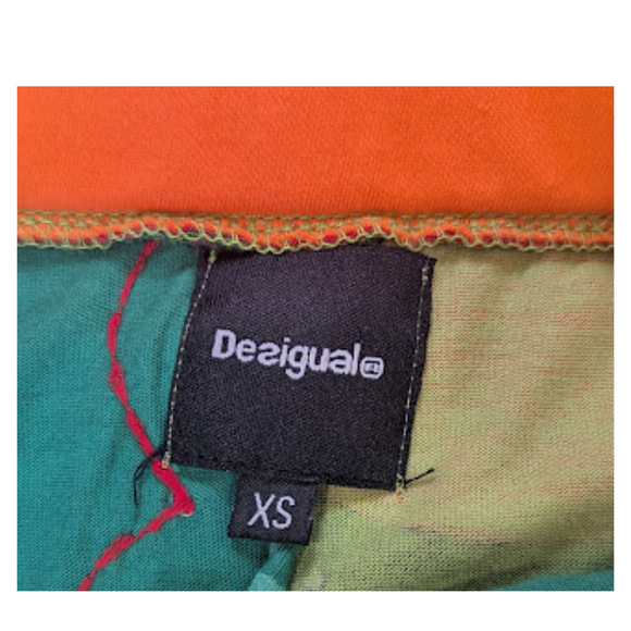 Desigual Boho Art Print Skirt XS Colorful Cotton A-Line Statement Cottagecore - Picture 12 of 14